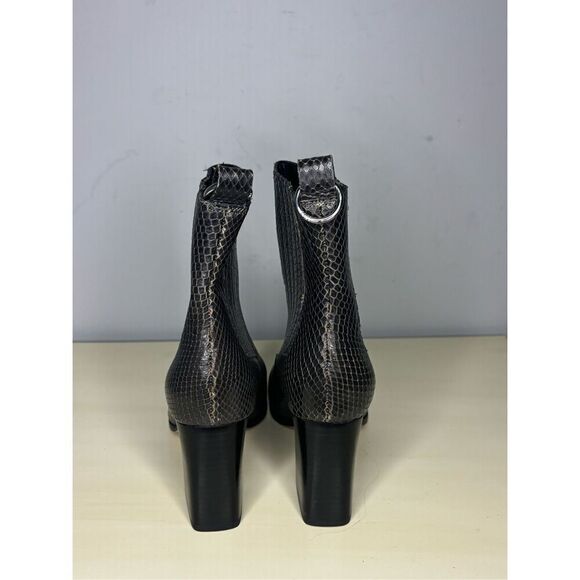 Paige Women's Frankie Square Toe Snake Embossed Leather Heeled Boot Black Sz 8.5 - Picture 6 of 8